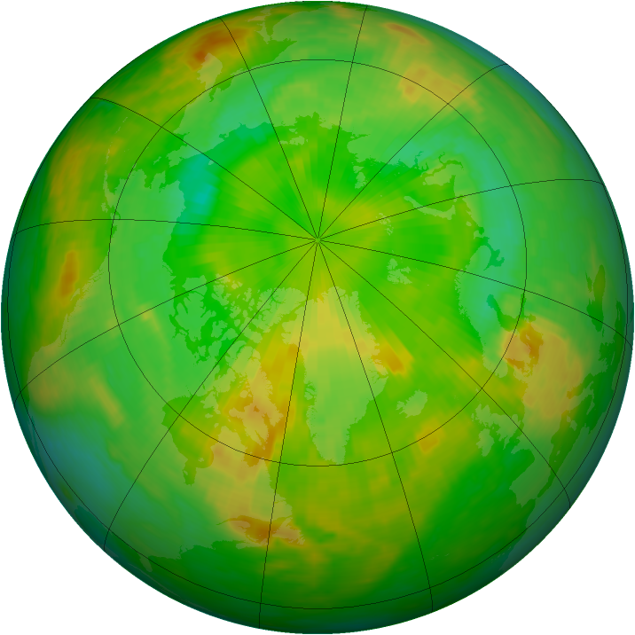 Arctic ozone map for 29 June 1991